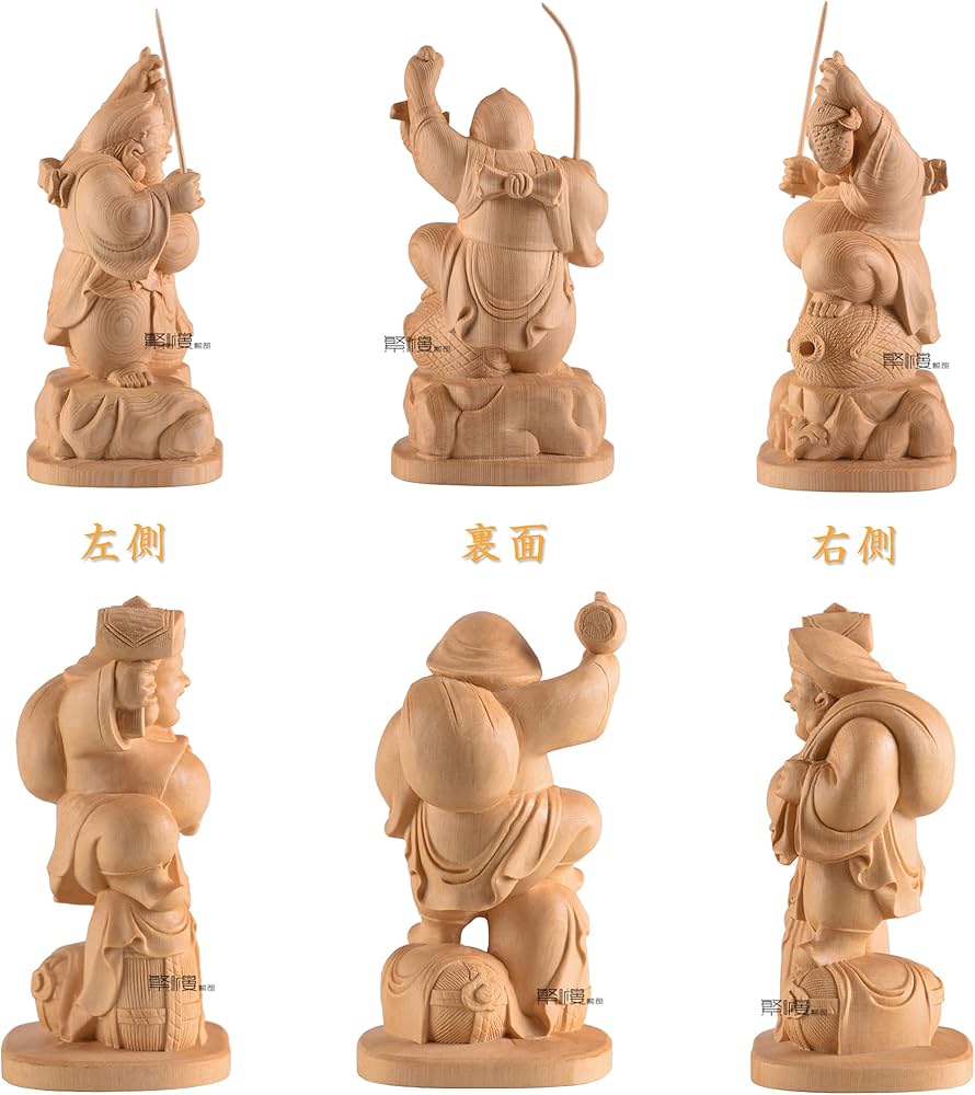 Amazon｜繁樓藝雕 大黒天 恵比寿 置物 仏像 木彫り 桧木製 開運招福