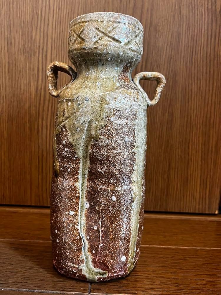 Amazon.co.jp: き50%!信楽焼 耳付花入 奥田英山造 信楽英山窯 茶陶信楽