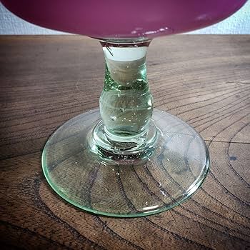 乳白地桃色被し色ガラス輪花コンポートウランガラス氷コップ