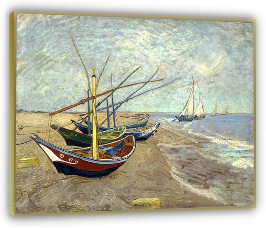 油彩画 漁船と漁師 A. De La Cruz 油彩画 漁船と漁師 A. De La Cruz