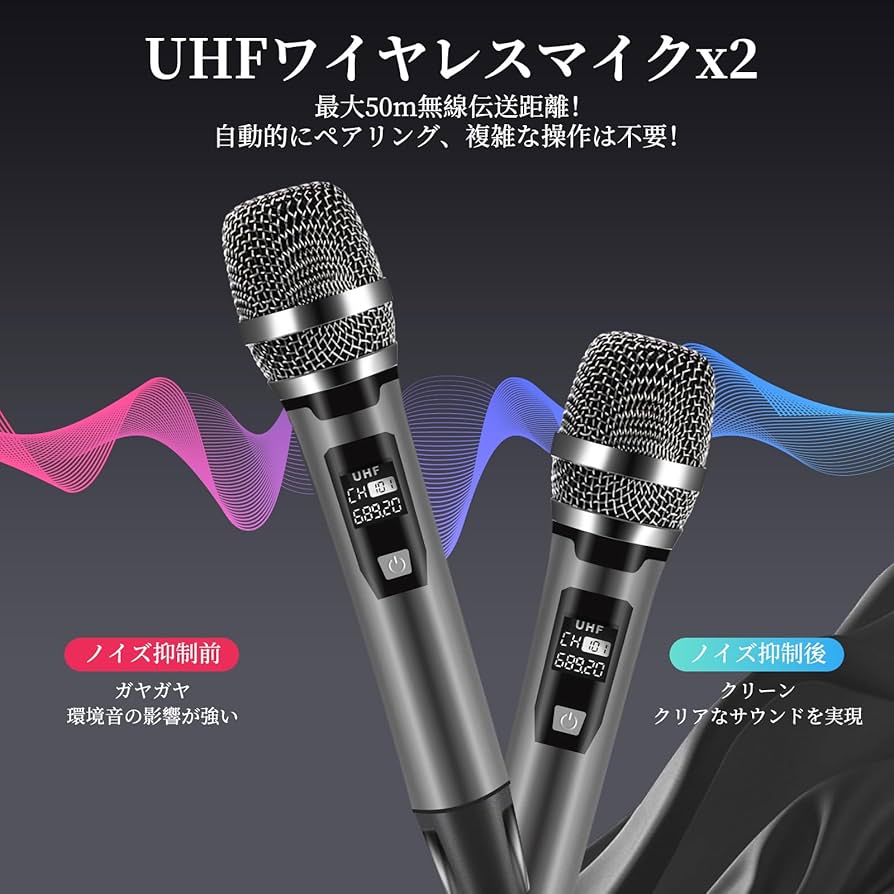 Amazon | Giecy スピーカーセット 拡声器 ワイヤレスマイク2本