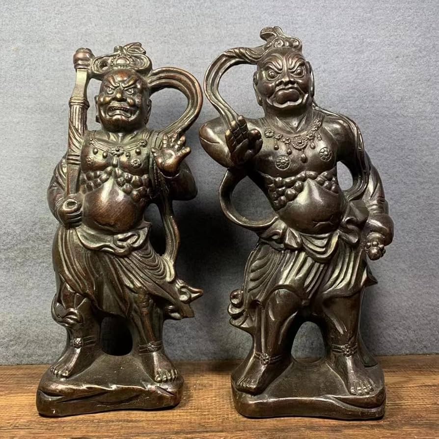 時代美術 木彫仏像 精密細工 阿吽像 仁王像 高37cm 木彫り仏像 【仁王像(