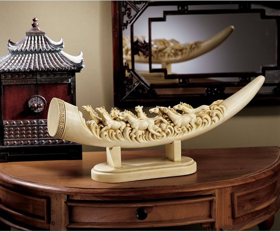 象牙風 置物 模造？レプリカ？ Amazon.co.jp: 置物 オブジェ 象牙風