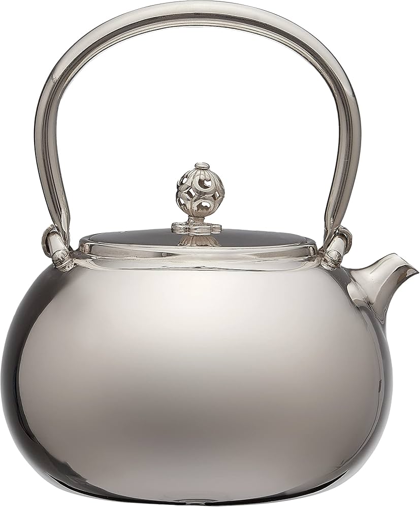 Amazon | 日本製 松本堂 純銀製 湯沸し 800ml 口打出平丸形模様 純銀