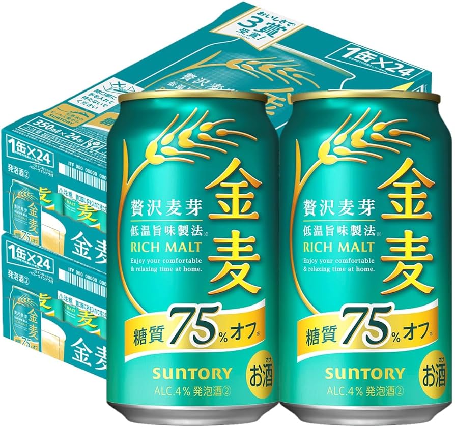 Amazon.co.jp: SPBC 金麦 糖質75%オフ 350ml 48本 [ サントリー ビール
