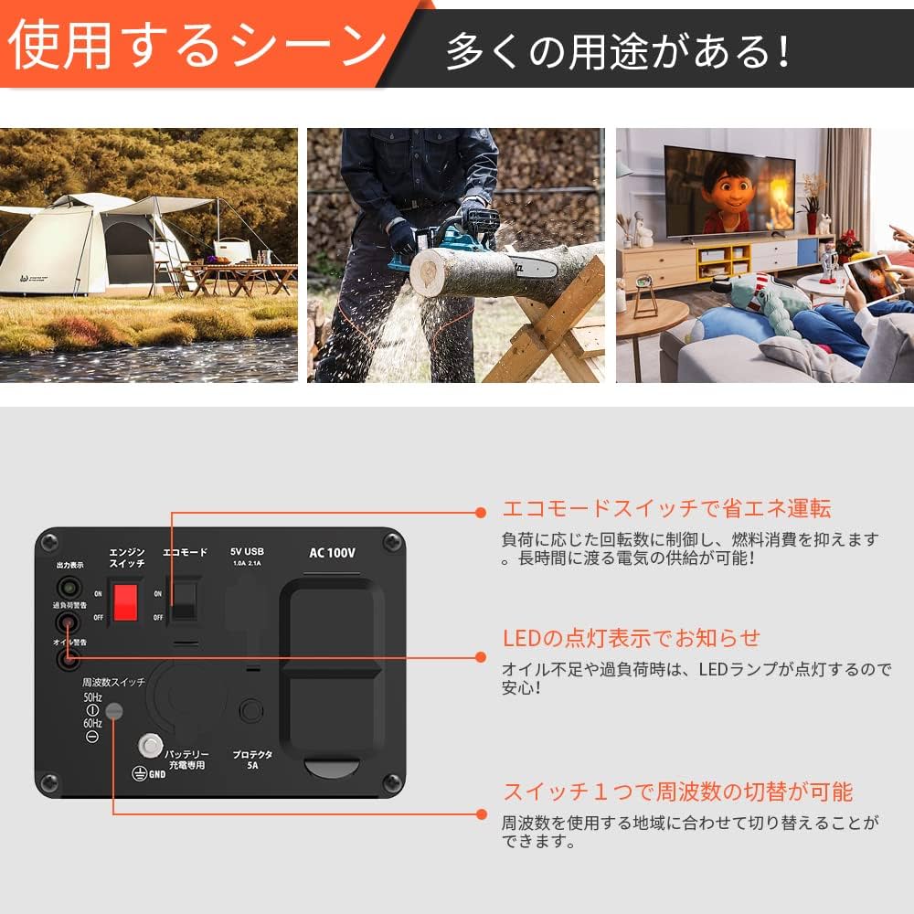 Amazon | AIVOLT インバーター発電機 小型発電機 ポータブル発電機