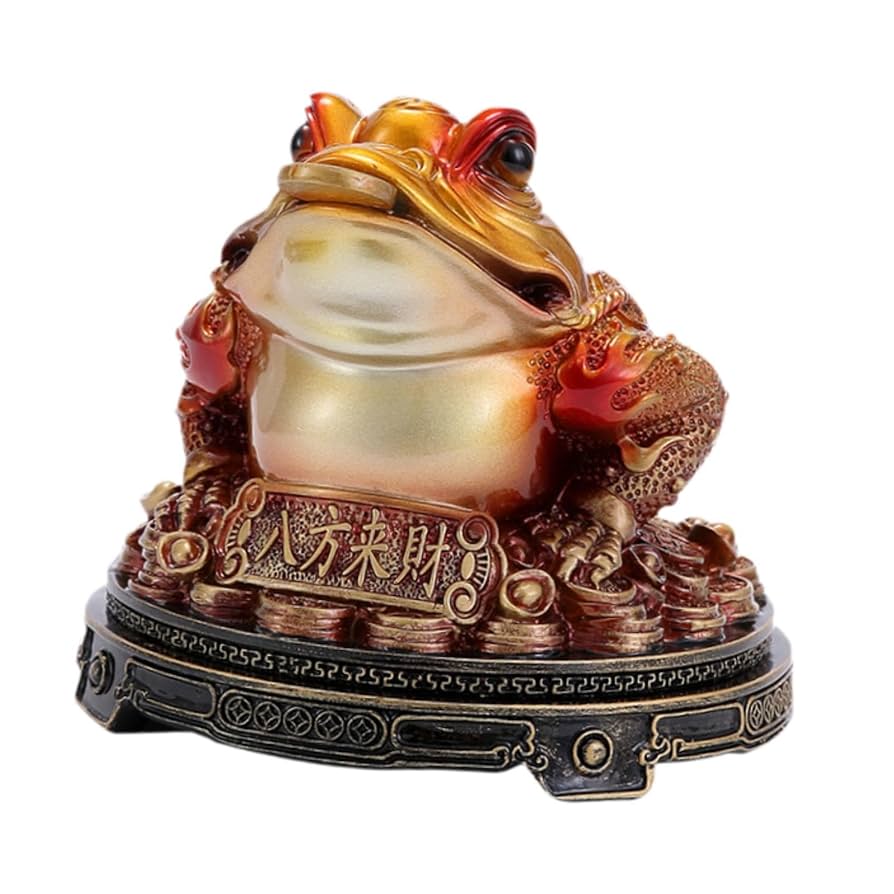 金メッキ古代青銅鼓造形置物 可愛らしいカエルの像 ケース付き 香港