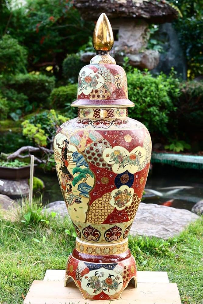 大壺 骨董 アンティーク 大型 花柄 陶器 花瓶 置物 焼物 装飾品 大壺