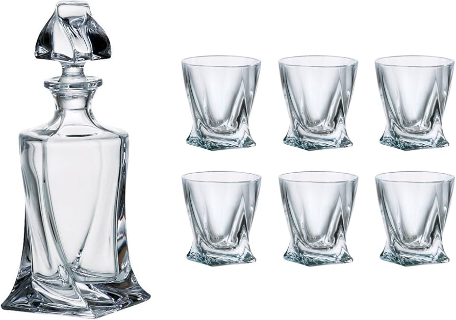 Amazon.com | Crystalex Bohemia Quadro Liquor/Vodka Set, 1 Bohemian