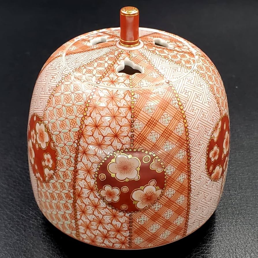 九谷焼 織田恵美作 赤絵細描 酒盃 酒杯 共布共箱 2点まとめて D R8072