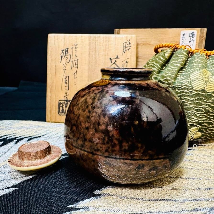 極上 純銀 槌目 二重口蓋 棗型 茶入 茶壷 茶道具 桐箱付