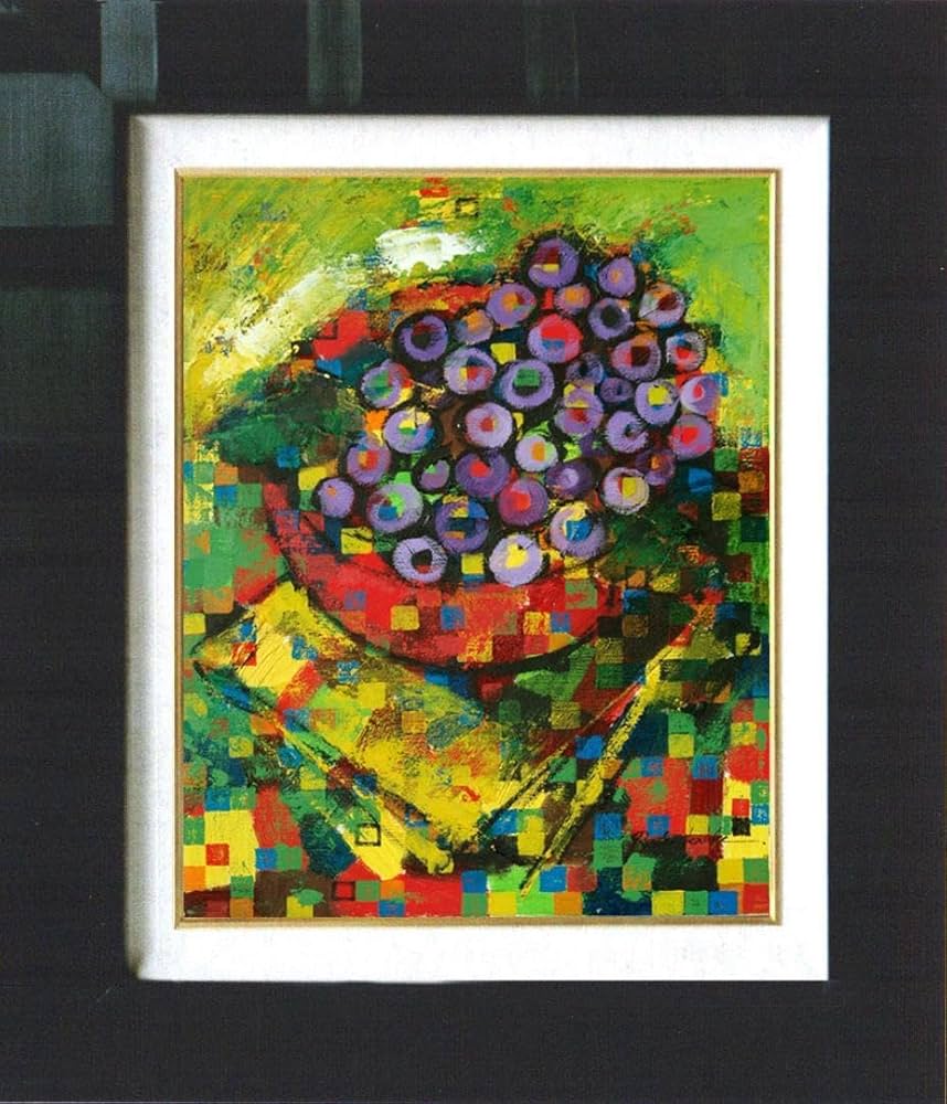 絵画 インテリア 絵 額付(青緑＋金色の枠) 油絵 F4-090316 花 ゆり