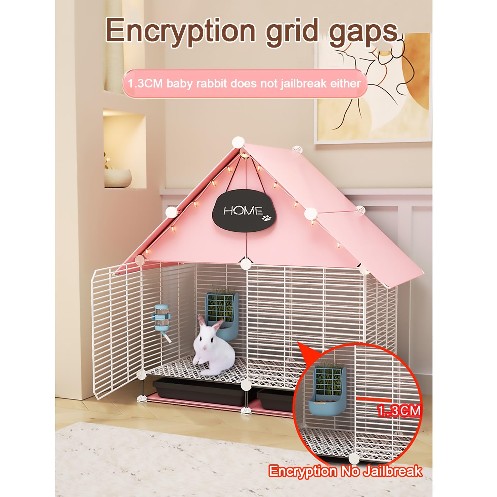 Amazon | 2階建てウサギケージヴィラ、屋内ウサギ小屋、暗号化グリッド