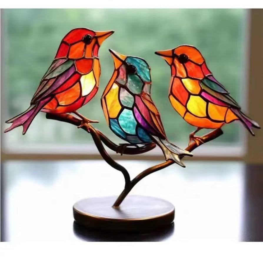 パステルカラーのオシドリの絵植木鉢の中古品アンティークコレクション