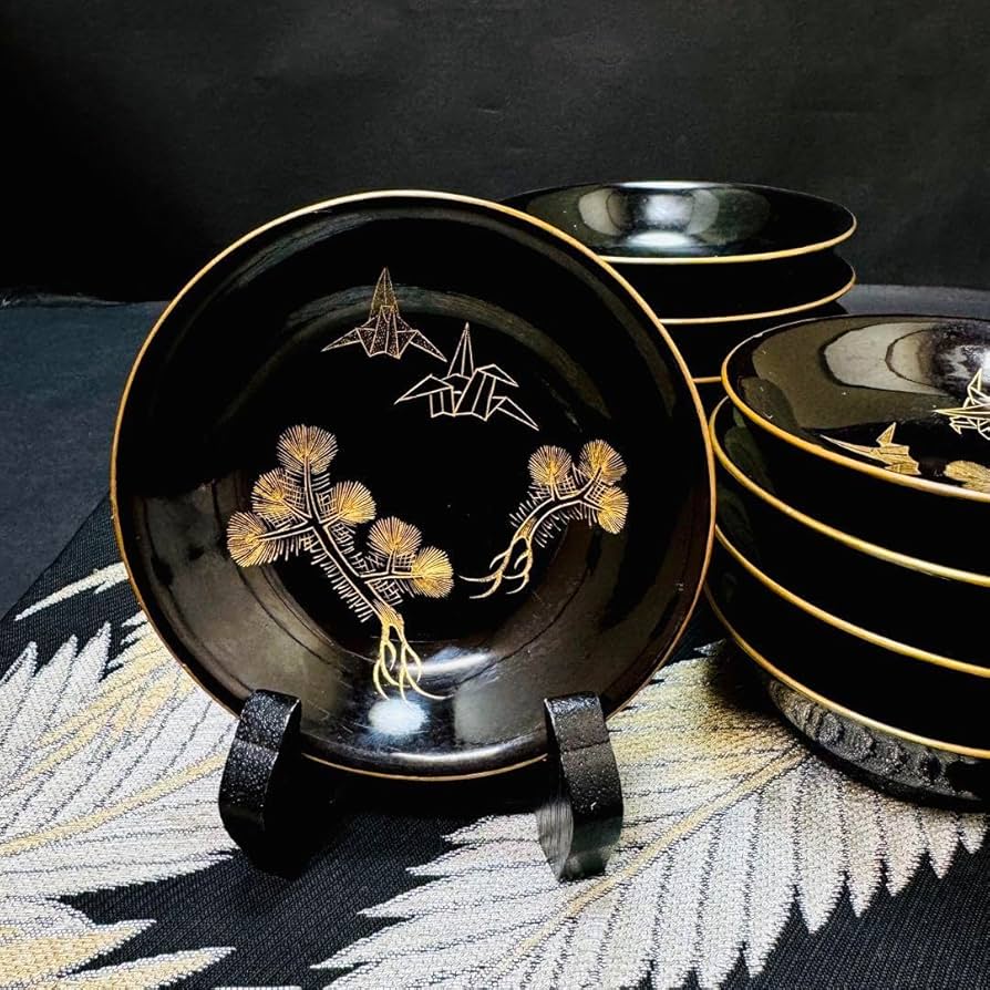 購入 幕末~明治輪島塗沈金菊蒔絵木皿五客 幕末~明治輪島塗沈金菊蒔絵