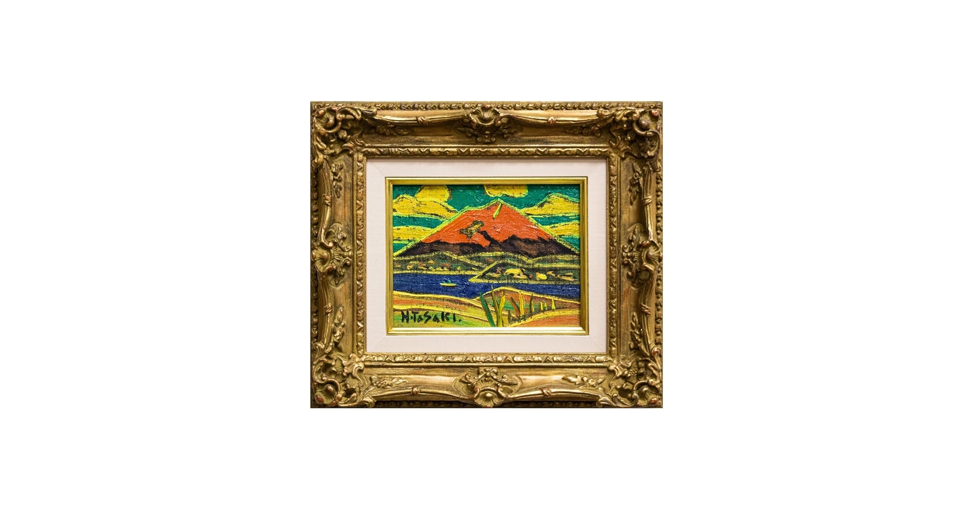 Amazon｜田崎広助 「 朱富士 」(赤富士) 油絵 ・ 油彩画 F0 (0号