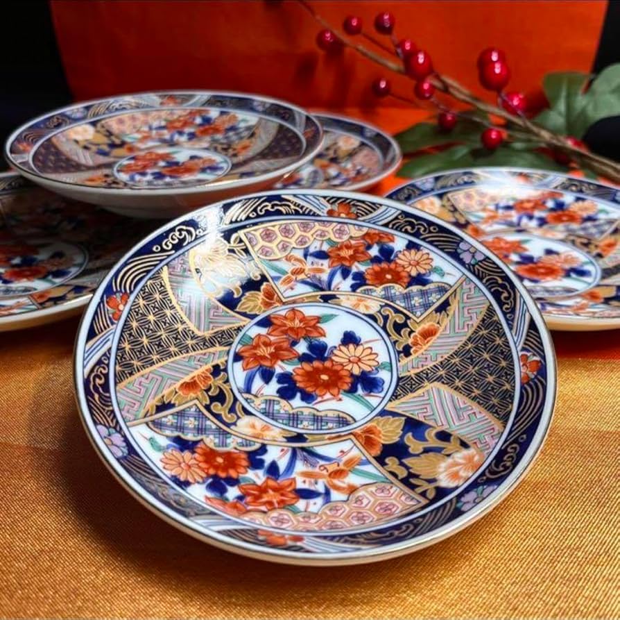 染錦 割絵山水・立鶴図 大小鉢 2点】古伊万里 染錦 割絵山水・立鶴図