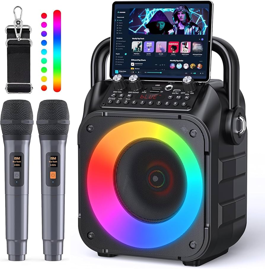 Amazon | スピーカーセット カラオケ 家庭用 拡声器 カラオケマイク 2