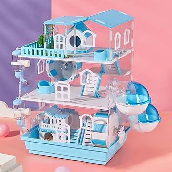 Amazon | ハムスターケージ 透明 ハムスターハウス 【3階デザイン+贅沢