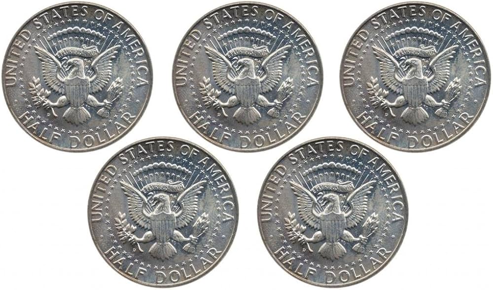 1964 No Mint Mark Set of 5-90% Silver John F Kennedy JFK Half