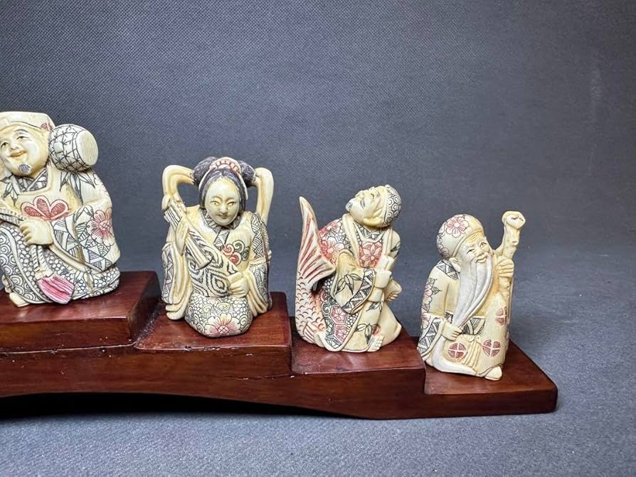 極上七福神置物根付天然素材アンティーク和彫骨董飾り物古美術品