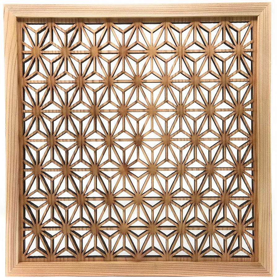 ウォールデコレーション 組子調 和風アートパネル 木製 麻の葉 シナ