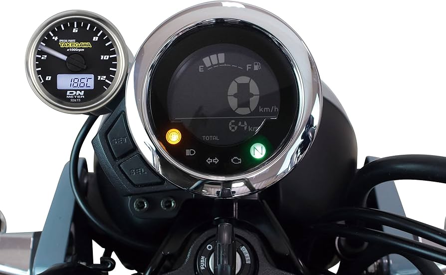 TAKEGAWA 緑色丸型メーター 取り付け金具付き