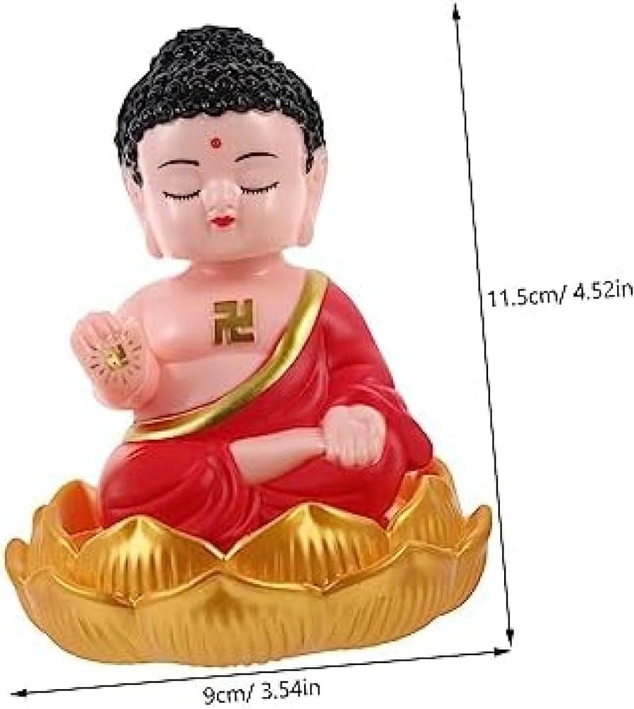Amazon｜ソーラーうなずく仏光如来置物 車内置物(赤如来) 踊る姿 車の