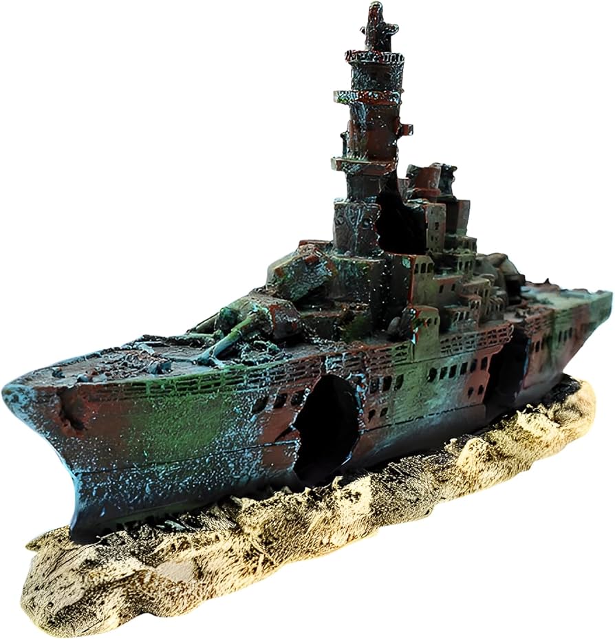 Amazon.co.jp: Charmoon 水槽 オブジェ 沈没船 軍艦 アクアリウム