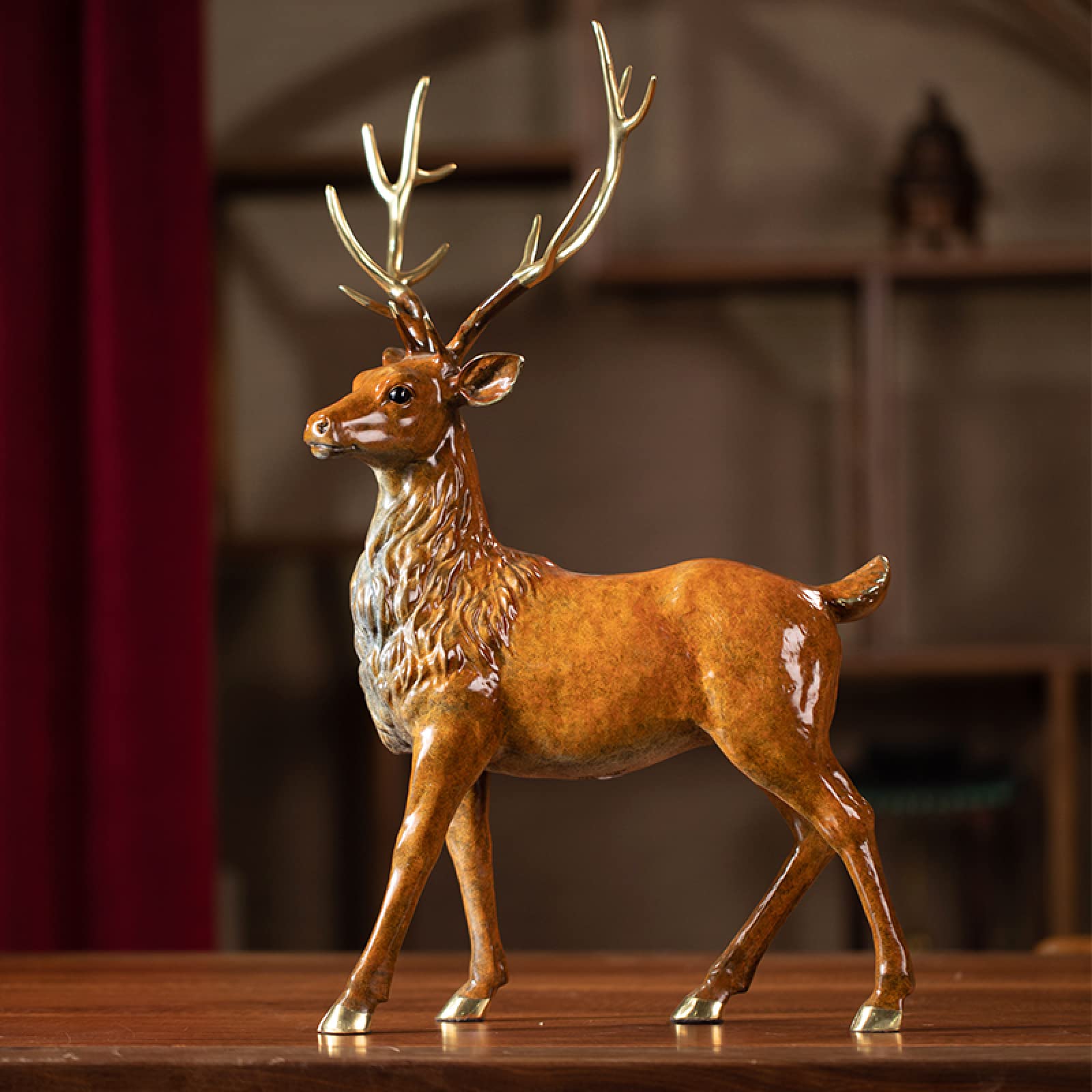 梅花鹿 銅製品 路路発財 応接間 書斎 装飾品 工芸品 美術品 置物 Yahoo