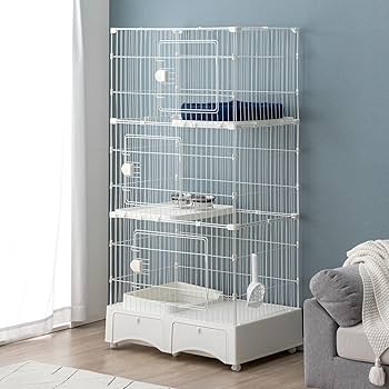 Amazon.co.jp: タンスのゲン 猫ゲージ 3段 幅82㎝ 高さ157㎝ トイレ