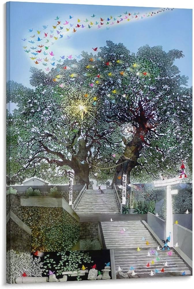 Amazon.co.jp: 藤城清治 生き続ける大くすの木 絵画 ポスター 工芸品の