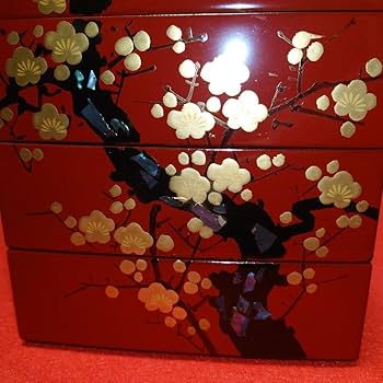 Amazon.co.jp: 会津漆器 三段重箱 お重 3段 金蒔絵 漆塗り 天然木 螺鈿