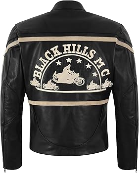 Black Hills Men's Racing Cowhide Leather Jacket Casual Biker Style