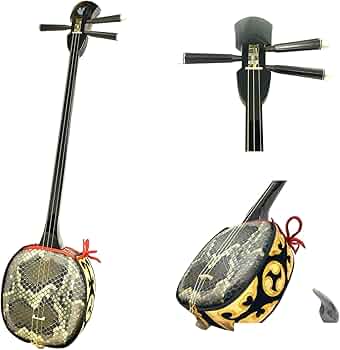 動作品】沖縄三線 三味線 本皮 一枚張り 三味線 皮破れなし 本皮一枚