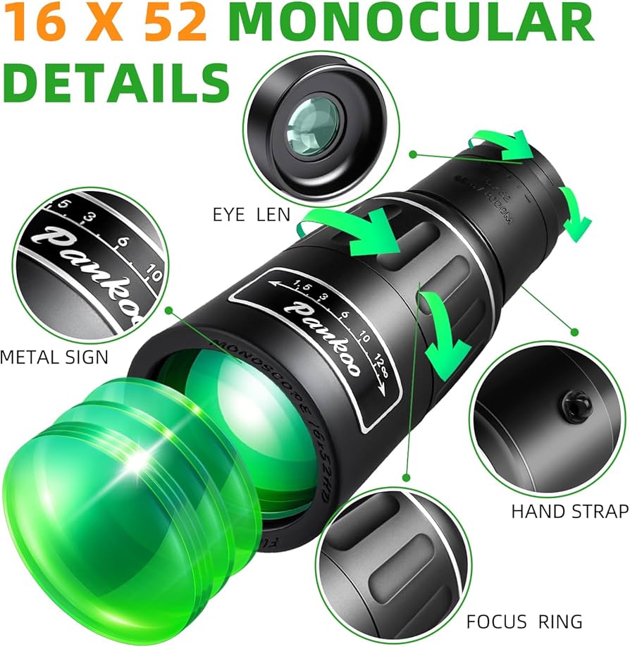 Amazon.com : Pankoo 16X52 Monocular Telescope, 2025 High Power