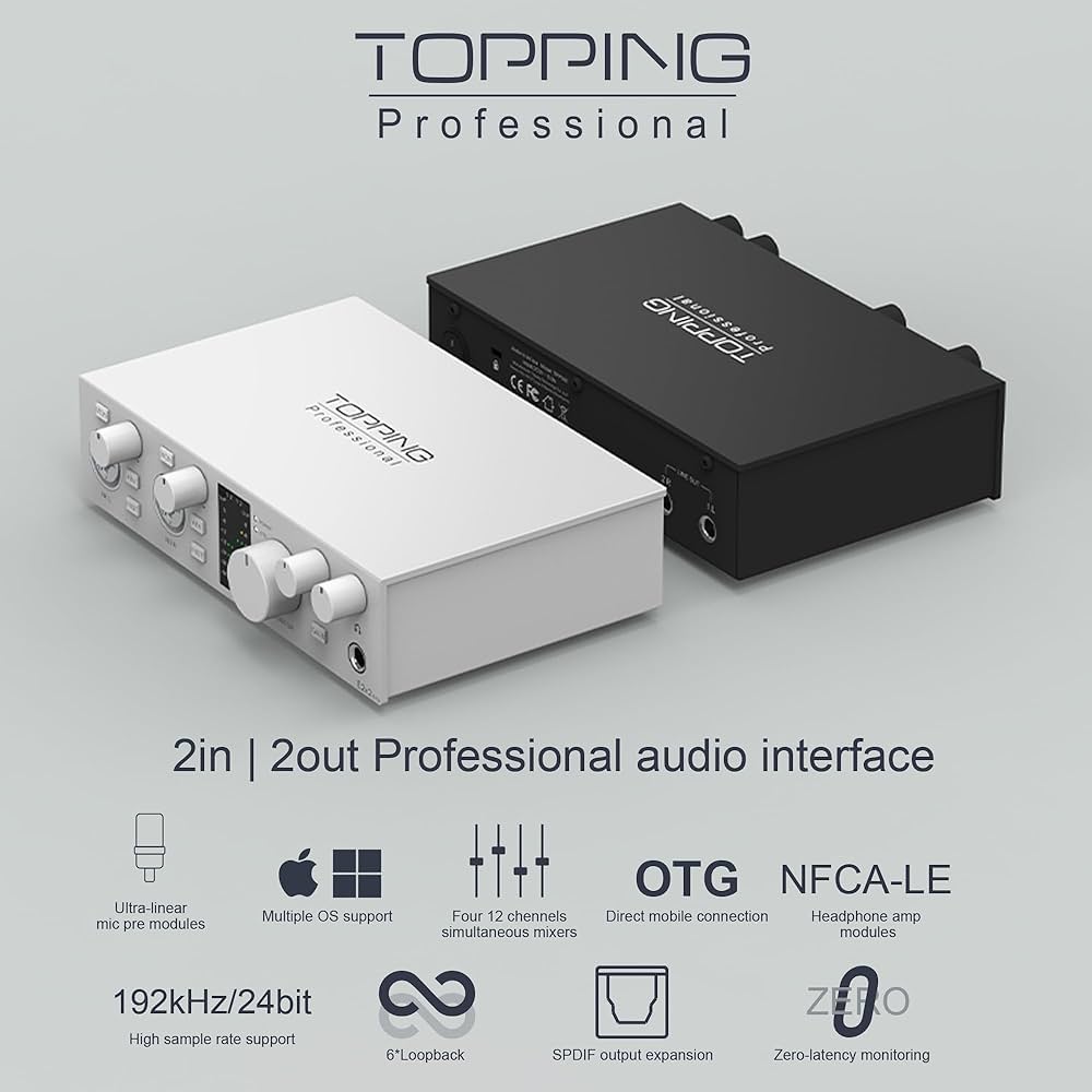 TOPPING E2x2 OTG USB Audio Interface - Ultra-Linear Preamp
