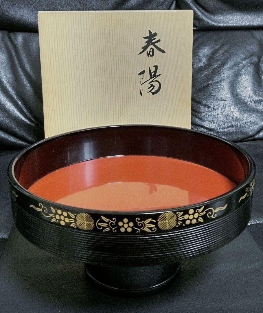 象彦春陽金彩漆塗り高坏干菓子盆