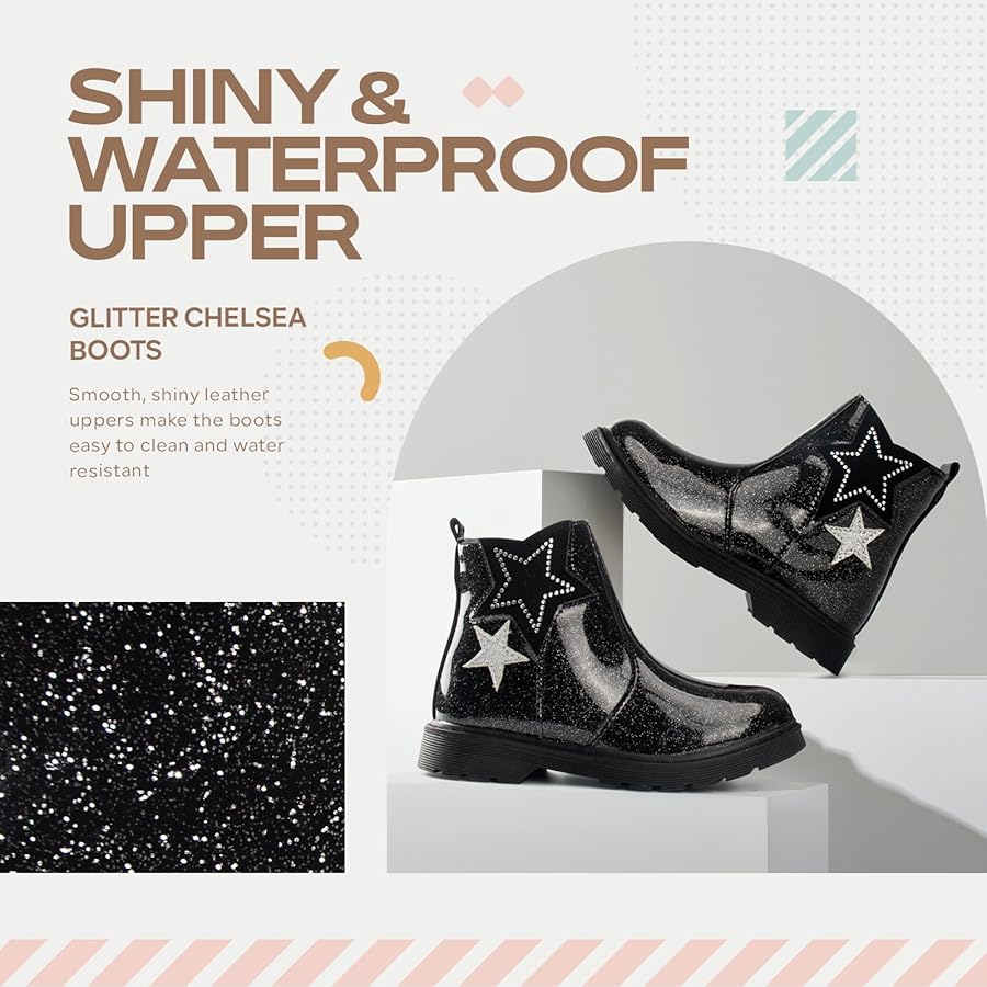 Chelsea Boots Size Girls Black Glitter Boots Shop glitter chelsea