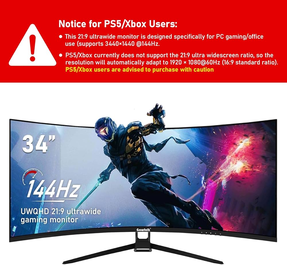 Amazon.co.jp: Gawfolk 34インチ ウルトラワイド カーブ 144Hz