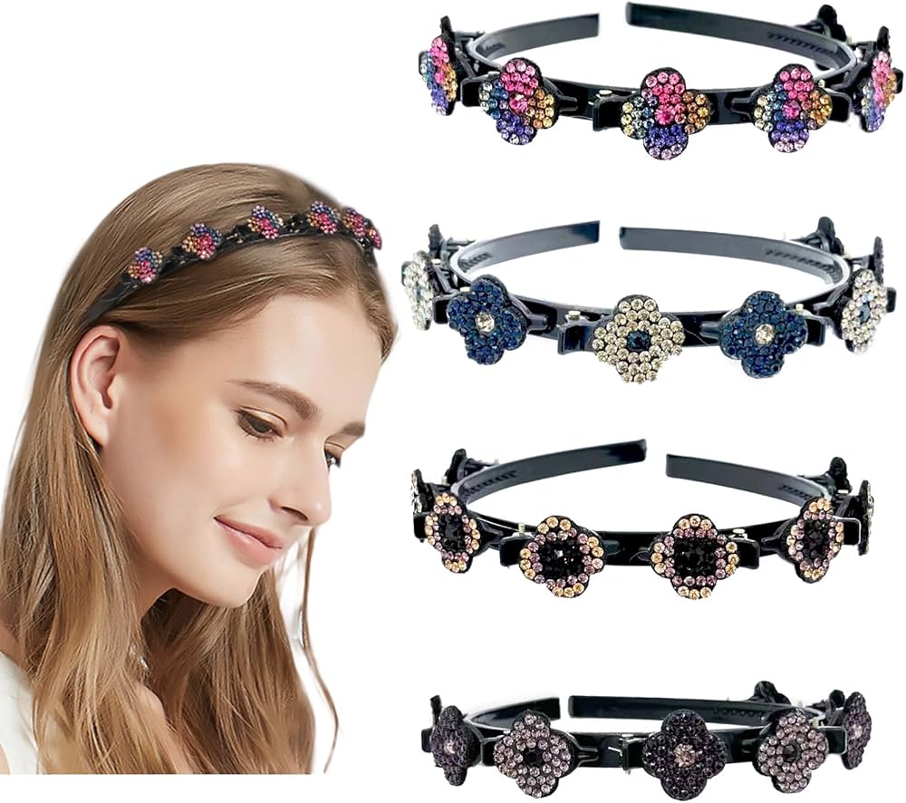 Amazon.com : GeoGeoDIY 4 Pieces Flower Crystal Hair Band for Women