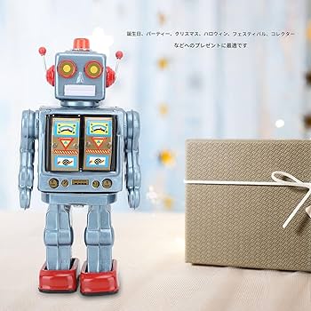 Amazon.co.jp: 金属製ブリキロボットおもちゃ 電動レトロロボット 回転