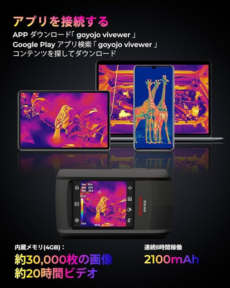 Amazon.co.jp: GOYOJO サーモグラフィカメラ 解像度 192x192 熱画像