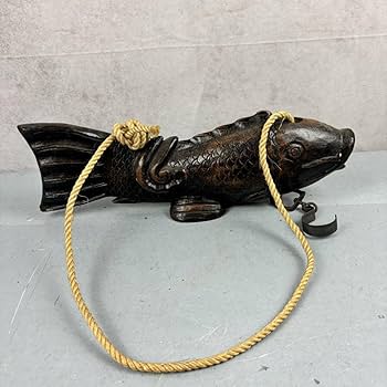 Amazon.co.jp: 木彫囲炉裏自在鉤魚横木魚木古民家昭和レトロ