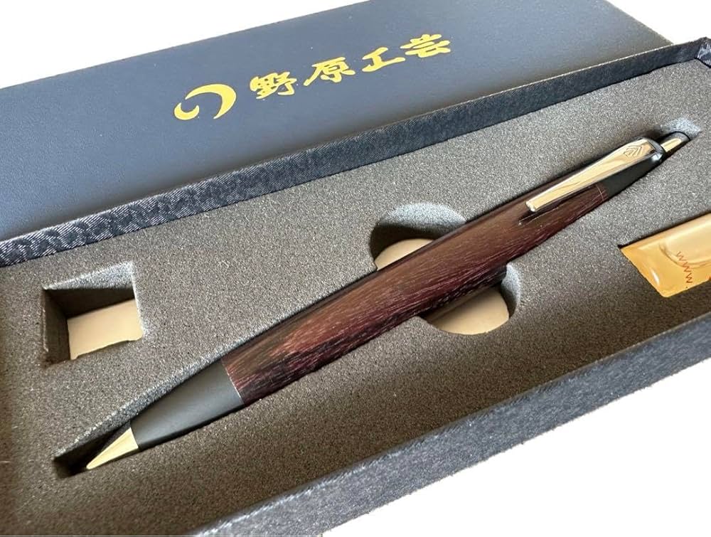 野原工芸新型シルバースリムボールペンキングウッド