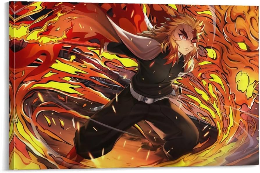 柱展】煉獄杏寿郎 キャラクターアートビジュアルファブリックポスター