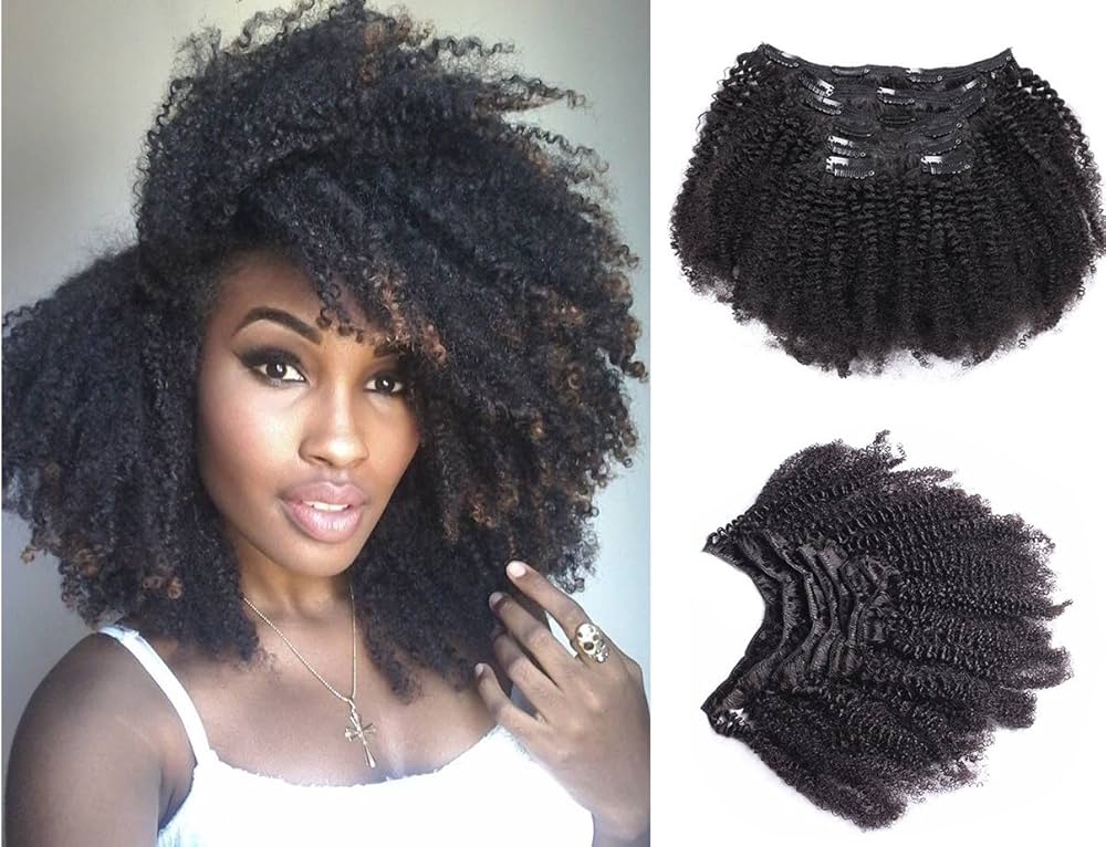 Amazon.com : Ms Fenda Afro Kinky Curly 4B 4C Clip In Hair