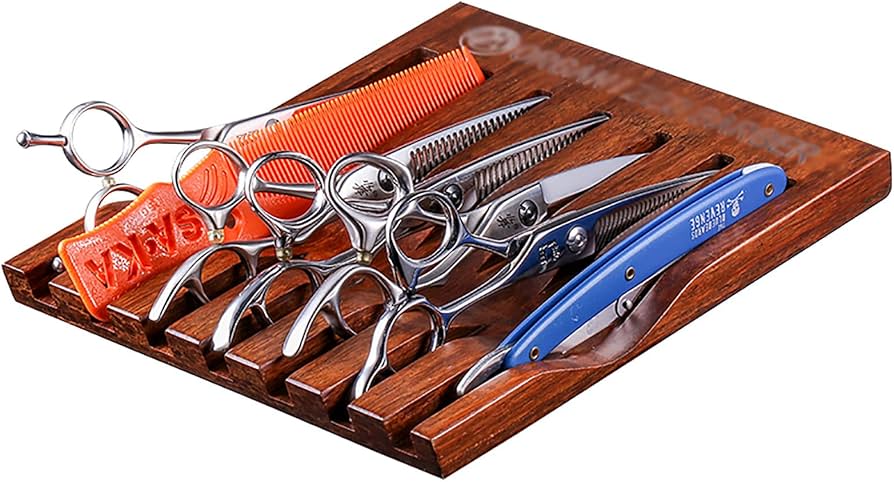 Amazon.co.jp: 7丁 木製 シザースタンド シザートレー シザーケース