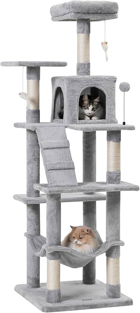 Amazon | Mwpo キャットタワー ハンモック 多頭飼い 人気 据え置き