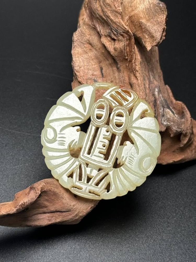 清時代和田玉 玉佩紅山文化風古玉猪龍佩稀品和田玉彫り(F-64)